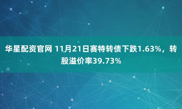 华星配资官网 11月21日赛特转债下跌1.63%，转股溢价率39.73%