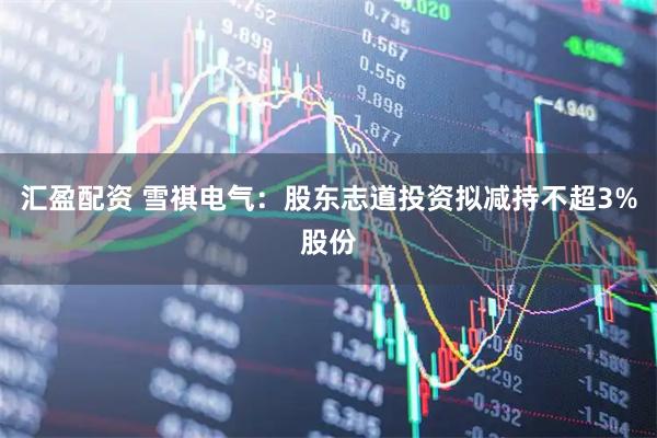 汇盈配资 雪祺电气：股东志道投资拟减持不超3%股份