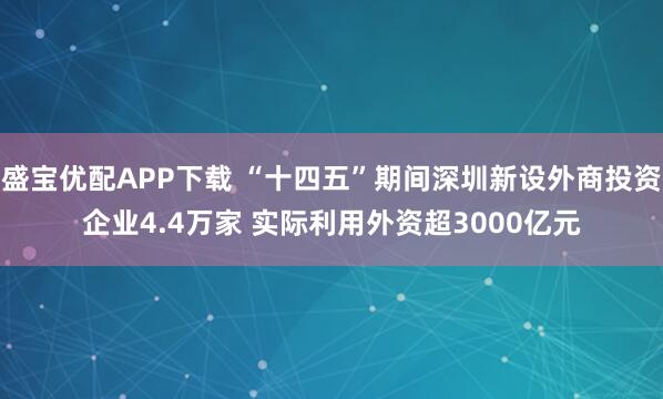 盛宝优配APP下载 “十四五”期间深圳新设外商投资企业4.4万家 实际利用外资超3000亿元